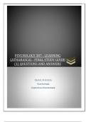 PSYCHOLOGY 387 - LEARNING  &lpar;ATHABASCA&rpar; - FINAL STUDY GUIDE  &lpar;1&rpar; QUESTIONS AND ANSWERS 