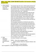 ENGL 1101 FINAL EXAM REVIEW Question and answers already passed 2025