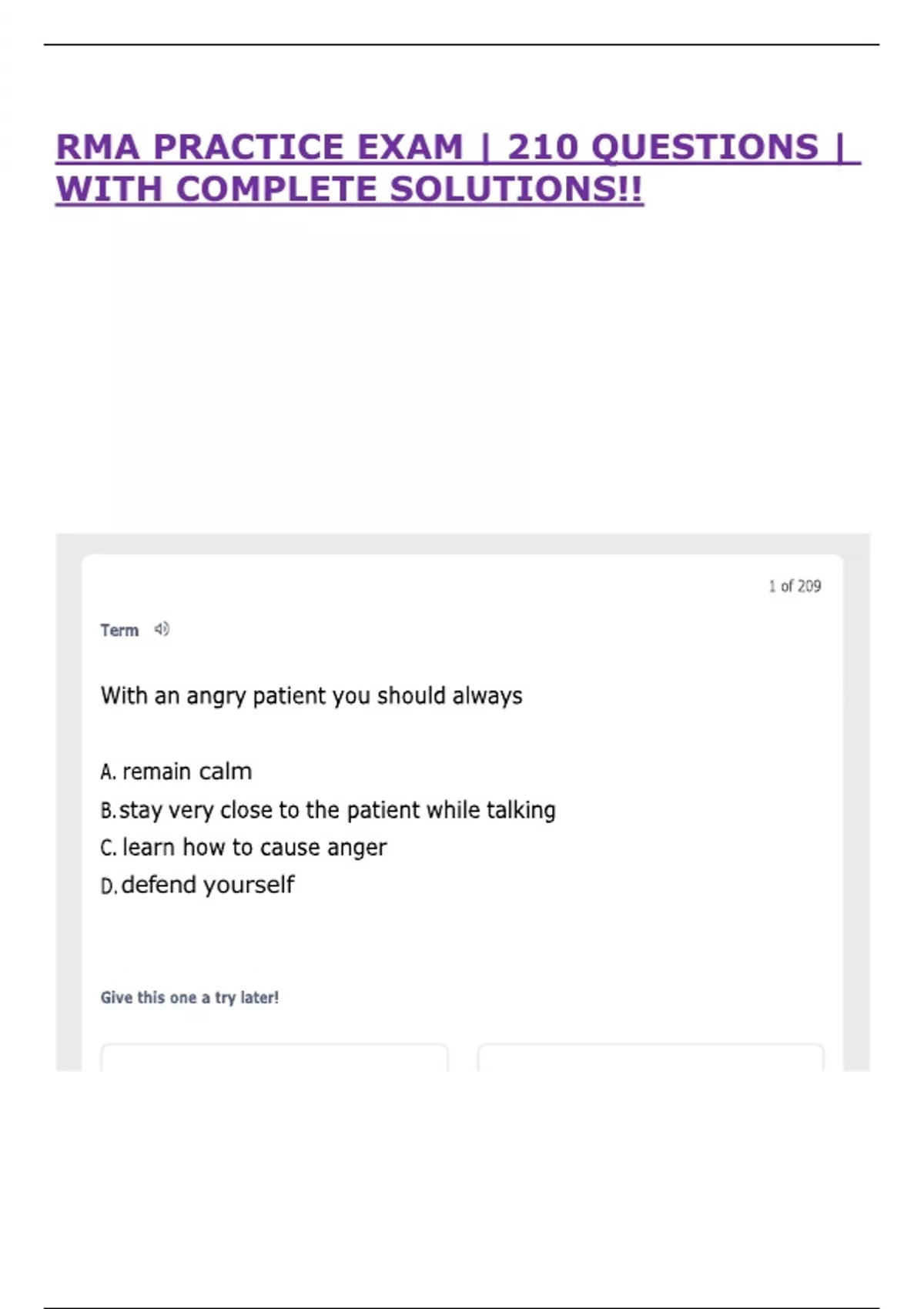 RMA PRACTICE EXAM | 210 QUESTIONS | WITH COMPLETE SOLUTIONS!! - RMA ...