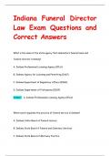 Indiana Funeral Director Law Exam Questions and Correct Answers 