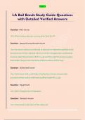 LA Bail Bonds Study Guide Questions  with Detailed Verified Answers 