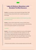 Labor & Delivery Questions with  Detailed Verified Answers
