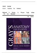 TEST BANK FOR Gray's Anatomy for Students 4th Edition by Richard L&period; Drake &comma; A&period; Wayne Vogl ISBN&colon;978-0323393041 ALL CHAPTERS COVERED YOUR ULTIMATE GUIDE 100&percnt; VERIFIED A&plus; GRAE ASSURED&excl;&excl;&excl;&excl;&excl; GUARANTEED PASS&excl;&excl;&excl;&excl;&excl;&excl;&excl;