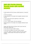 GHP 482 Florida Statues Termite Exam with verified answers 