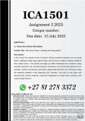 ICA1501 Assignment 3 &lpar;100&percnt; ANSWERS&rpar; 2025 - DUE 15 July 2025