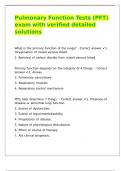 Pulmonary Function Tests &lpar;PFT&rpar; exam with verified detailed solutions 