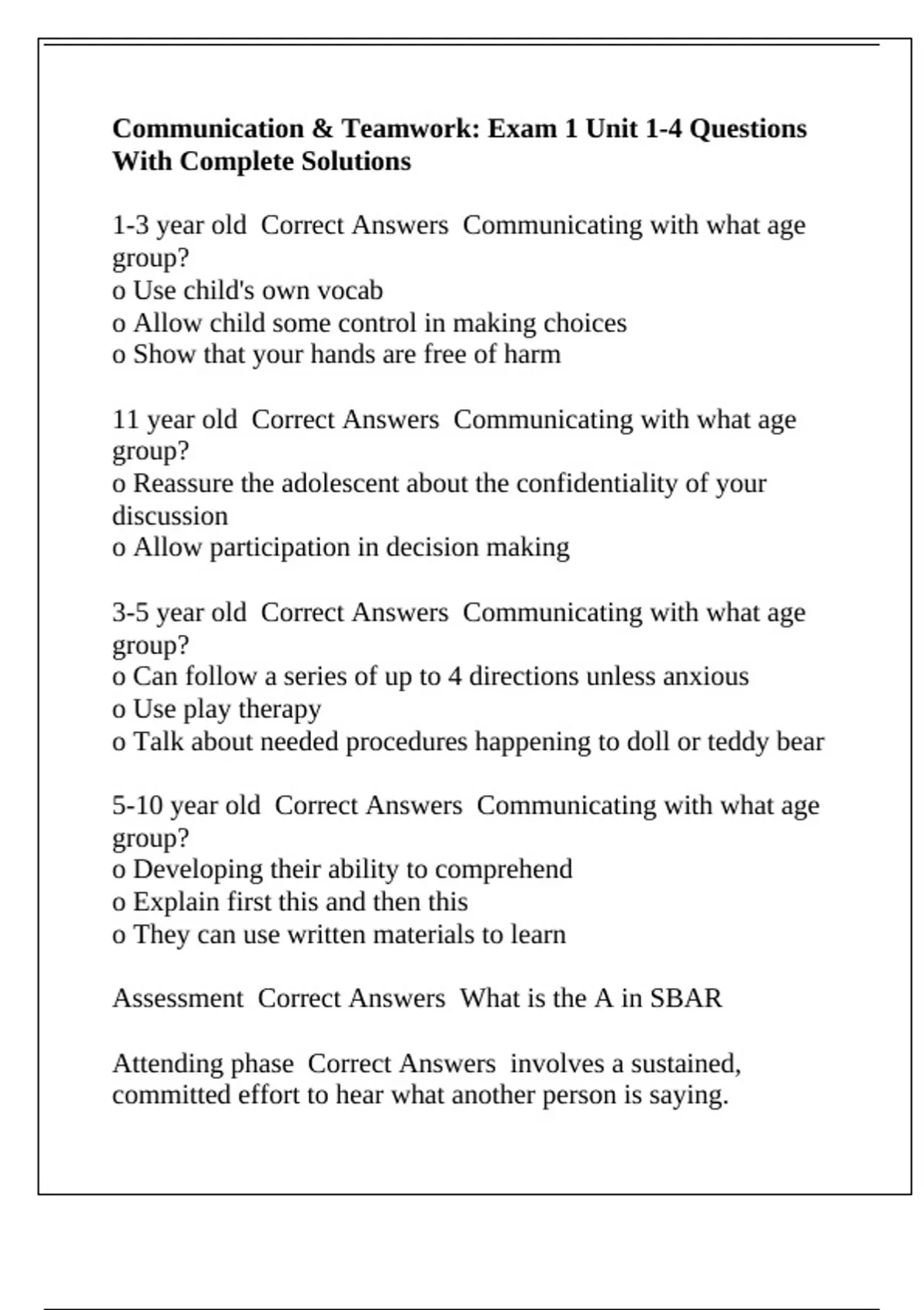 Communication & Teamwork: Exam 1 Unit 1-4 Questions With Complete ...
