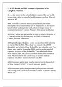 FL 0215 Health and Life Insurance Questions With Complete Solutions