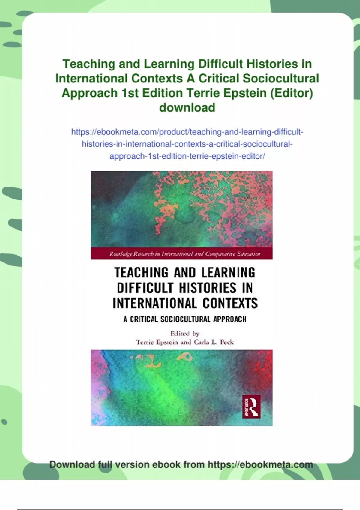 Summary Teaching and Learning Difficult Histories in International ...