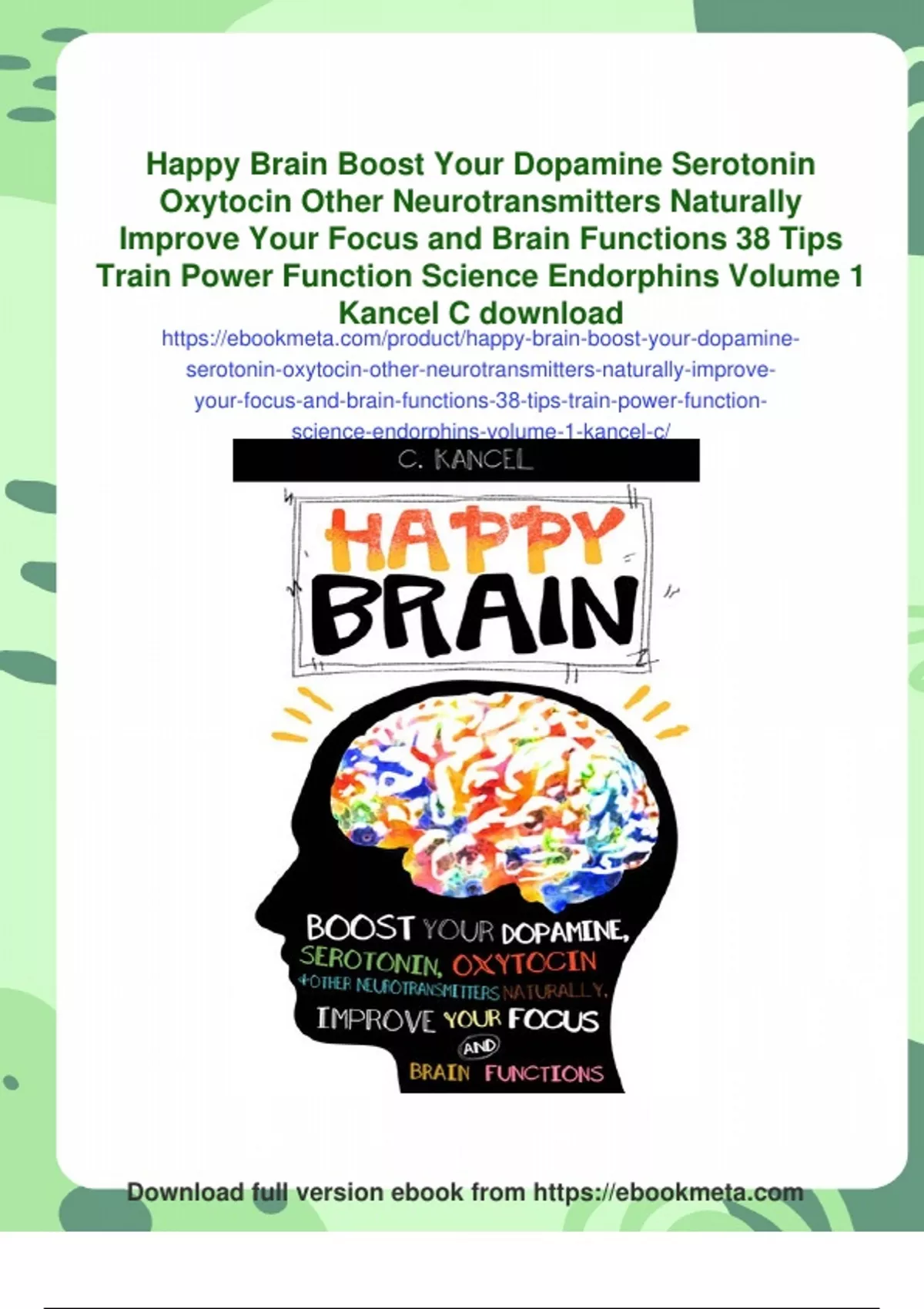 Neurotransmitter Optimization For Improved Focus