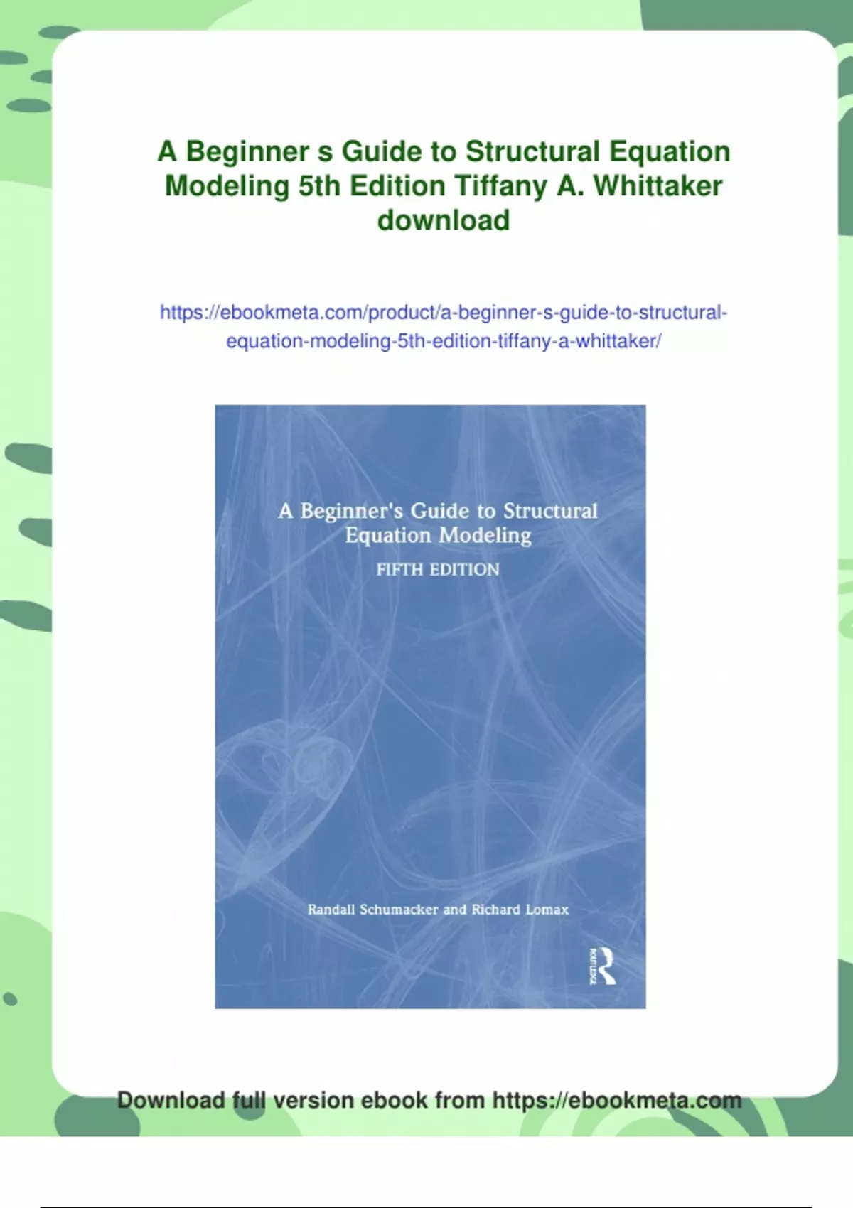 Summary A Beginner s Guide to Structural Equation Modeling 5th Edition ...