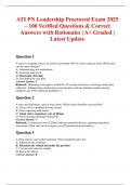 ATI PN Leadership Proctored Exam 2025 &ndash; 100 Verified Questions & Correct Answers with Rationales &vert; A&plus; Graded &vert; Latest Update
