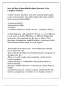 Nurs 441 Psych-Mental Health Final Questions With Complete Solutions