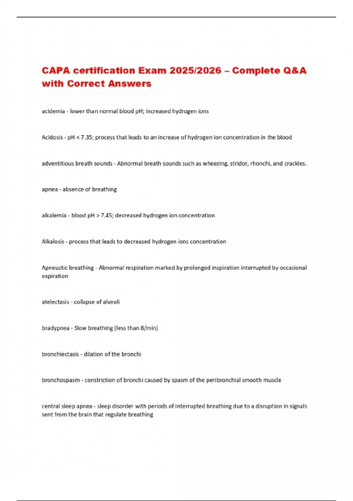CAPA certification Exam 2025/2026 – Complete Q&A with Correct Answers ...