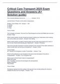 Critical Care Transport 2025 Exam Questions and Answers &lpar;A&plus; Solution guide&rpar;