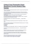 Critical Care Paramedic Exam Questions Correct Aswers New Update
