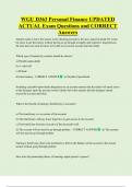 WGU D363 Personal Finance UPDATED  ACTUAL Exam Questions and CORRECT  Answers