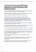 Critical Care Transport 2025 Exam Questions Correct Solutions New Update &lpar;A Pass&rpar;