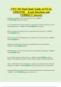 CWV 101 Final Study Guide ACTUAL  UPDATED     Exam Questions and  CORRECT Answers 