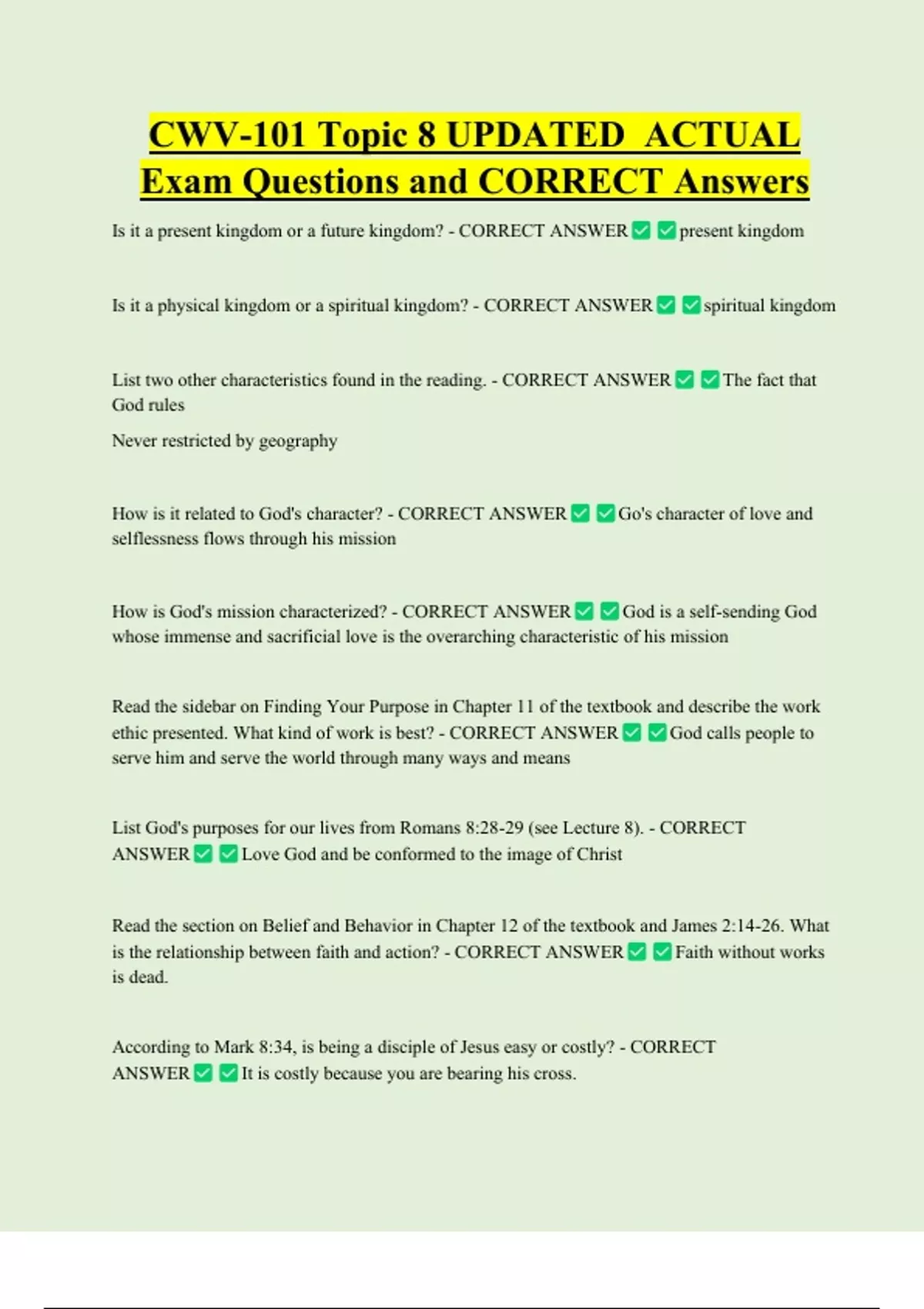 CWV-101 Topic 8 UPDATED ACTUAL Exam Questions and CORRECT Answers - CWV ...