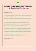 National Patient Safety Goals Questions  with Detailed Verified Answers