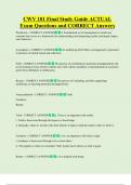 CWV 101 Final Study Guide ACTUAL     Exam Questions and CORRECT Answers