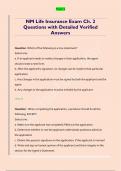 NM Life Insurance Exam Ch&period; 2  Questions with Detailed Verified  Answers