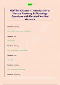 NOTES&excl; Chapter 1&colon; Introduction to  Human Anatomy & Physiology  Questions with Detailed Verified  Answers