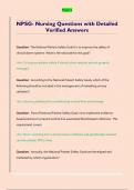 NPSG- Nursing Questions with Detailed  Verified Answers 