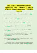 Basic Safety &lpar;Construction Site Safety  Orientation&rpar; Trade Terms Quiz UPDATED  ACTUAL   Exam Questions and CORRECT  Answers