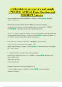 certified dialysis nurse review and sample  UPDATED  ACTUAL Exam Questions and  CORRECT Answers