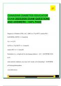 CANADIAN DIABETES EDUCATOR  EXAM 2025&sol;2026 EXAM QUESTIONS  AND ANSWERS &vert; 100&percnt; PASS 