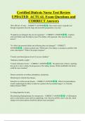 Certified Dialysis Nurse Test Review  UPDATED  ACTUAL Exam Questions and  CORRECT Answers 