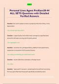 Personal Lines Agent PreXam20-44   ALL SETS Questions with Detailed  Verified Answers 
