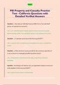 PSI Property and Casualty Practice  Test - California Questions with  Detailed Verified Answers