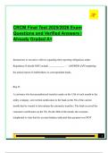 CRCM Final Test 2025&sol;2026 Exam  Questions and Verified Answers &vert;  Already Graded A&plus;