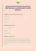Texas Insurance License Exam Prep  P&C Questions with Detailed Verified  Answers 