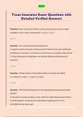 Texas Insurance Exam Questions with  Detailed Verified Answers