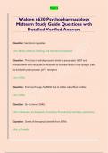 Walden 6630 Psychopharmacology  Midterm Study Guide Questions with  Detailed Verified Answers