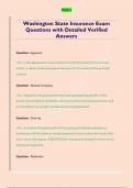 Washington State Insurance Exam  Questions with Detailed Verified  Answers