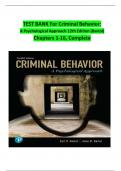TEST BANK FOR Criminal Behavior&colon; A Psychological Approach 12th Edition&comma; by Curt Bartol &lpar;Author&rpar;&comma; Anne Bartol  &period; ISBN&colon;978-0135618677 ALL CHAPTERS COVERED&excl;&excl; A&plus; GRADE ASSURED&excl;&excl;&excl;