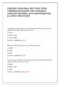 CERTIFICATION PRACTICE TEST WITH   VERIFIED QUESTIONS AND ANSWERS &vert;&vert;  ALREADY GRADEDA &plus;&vert;&vert; GUARANTEED PASS    &vert;&vert; LATEST UPDATE 2025 