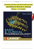 TEST BANK For Basic and Clinical Pharmacology&comma; 15th Edition by Bertram G&period; Katzung&comma; Verified Chapters 1 - 66&comma; Complete Newest Version