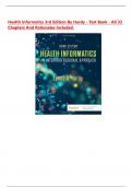 Health Informatics 3rd Edition by Hardy - Test Bank - All 33 Chapters and Rationales Included