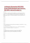 Arithmetic Reasoning-2025&sol;2026 Exam With Questions and Answers Pdf 100&percnt; Solved&vert; Graded A&plus;