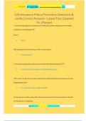 Life Insurance Policy Provisions Qualified Plans and Federal Tax Considerations for Life Insurance and Annuities Questions and Answers