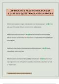 AP BIOLOGY MACROMOLECULES EXAM 2025 QUESTIONS AND ANSWERS