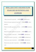 BIOL 2255 UNIT 4 BLOOD FLOW EXAM 2025 QUESTIONS AND ANSWERS