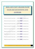 BIOL 2255 UNIT 4 BLOOD FLOW EXAM 2025 QUESTIONS AND ANSWERS