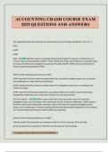 ACCOUNTING CRASH COURSE EXAM 2025 QUESTIONS AND ANSWERS